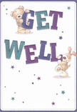 A vibrant display of encouragement, this get well card captures the spirit of Dartmouth Park through its jovial characters-a sweet teddy bear with a loving gaze and a lively dog adorned with floppy, touchable ears-together supporting oversized, colourful letters brought to life in striking indigos and teals. The creamy backdrop provides a sense of calm and brightness, much like a stroll in Waterlow Park under soft daylight. Playful stars in varying blue and purple shades dot the background, offering a gentle promise of hope and recovery. The bear and pup's furry textures are rendered with such care, one can almost feel their soothing embrace-a tactile comfort reminiscent of the freshest petals chosen for a bouquet intended to lift a neighbour's spirits. This card, like a locally arranged bouquet from Flowers Dartmouth Park, delivers not only well wishes but also a tangible sense of warmth and healing, tailored to the unique character of the community.